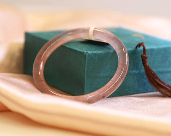 Natural Pink Floating Flowers Wide Jade Bangle Bracelet, Untreated Genuine Stone,Energy Bracelet, Lucky Gift for Her,Birthday Gift