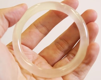 Natural Jade Bangle Bracelet, Untreated Genuine Stone, Round Thin Energy Bracelet, Lucky Luxury Gift for Her, Meaningful Birthday Gift