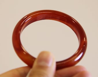 Natural Jade Bangle - Red Nephrite Bracelet for Elegant Daily Jewelry, Energy Bracelet, Birthday Gift, Lucky Gift for Her
