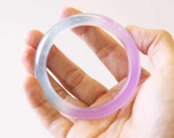 Genuine Purple Blue Agate Bangle Bracelet Untreated Genuine Purple Blue Agate Real Stone Lucky Energy Luxury Gift for Her