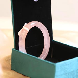 Natural Rose Quartz Bangle Bracelet, Pink Bracelet for Women, Healing Crystal Gemstone Jewelry, Wedding Anniversary Birthday Gift for Her