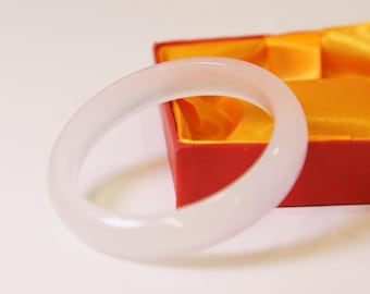 Grade AAA Natural Untreated Ice White Jade Genuine Jade Bangle Bracelet Real Stone Lucky Energy Luxury Gift for Her Christmas Gifts
