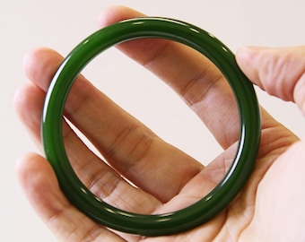 Natuurlijke onbehandelde jade dunne echte groene jade armband echte steen Lucky Energy Luxe cadeau voor haar Zinvol cadeau