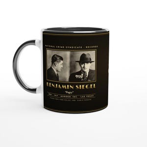 Bugsy Siegel Mugshot Mug, 1928 Booking Record, Vintage Gangster Coffee Mug, Mob History Gift for Him, True Crime Gift