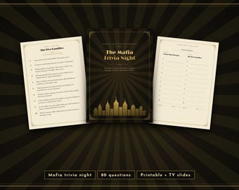 Mafia Trivia Night Game, 80 Questions, Printable Quiz, TV Slides (Digital Download)