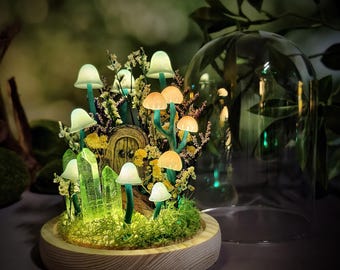 Woodland Mushroom Night Light, Handmade Forest Lamp, Unique Gift for Her, Cottagecore Room Decor, Housewarming Gift