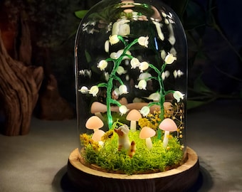 Enchanted Forest Mushroom Night Light, Fairy Tale Decor for Home, Whimsical Bedroom, Housewarming Gift, Unique Gift for Cat Lover