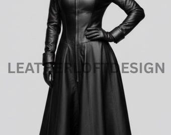 Women Long Black Sheepskin Leather Trench Coat – Full Length Zip Front Outerwear