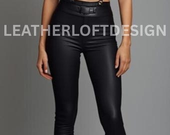 Black Leather Harness Crop Top and High Waist Pants – Gothic Festival Cosplay Outfit