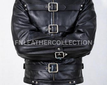 Black Leather Harness Bodysuit for Women