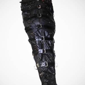 Premium Full Body Leather Sleepsack with Buckles – Gothic Cosplay Restraint Suit