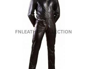 Men’s Black Leather Bodysuit Jumpsuit
