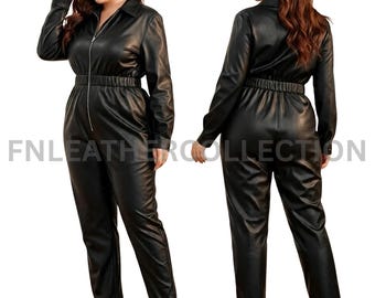 Conjunto de dos piezas de cuero negro hecho a mano, traje de diseñador moderno