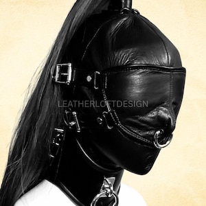 Echtleder Schnallen Haube mit Pferdeschwanz Port - Unisex Cosplay Maske