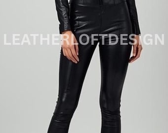 Black Real Leather Slim Fit Jumpsuit with Belted Waist and Zipper Front