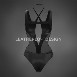 Black Leather Cut-Out Bodysuit – Strappy One-Piece Statement Wear