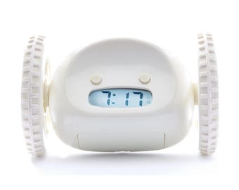 Clocky White - Wekker op wielen