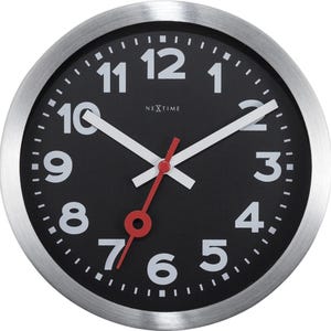Wall clock/Table clock -  Black - Aluminum - &#39;Station Numbers&#39;