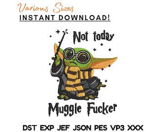 Ricamo di un alieno mago: citazione "Non oggi", personaggio magico (download immediato)