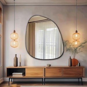 Asymmetrical Large Mirror for Vanity: Modern Home Decor, Organic Shape