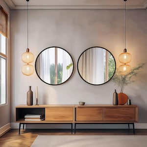 Modern Round Mirror Set: Add an elegant touch to your home decoration. Drawing attention with its minimalist style and stylish design, this mirror creates a wonderful atmosphere in every room. An ideal choice for your home or a thoughtful gift for loved ones (Gift for Him or Gift For Her).