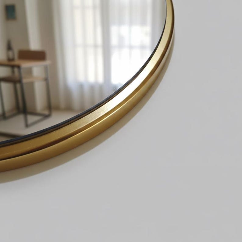 Rund väggspegel: Minimalistisk heminredning, träram bild 8