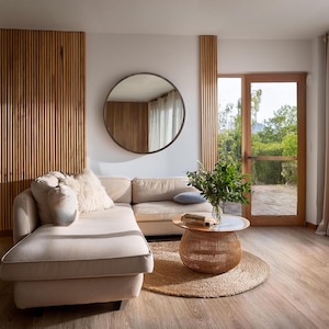 Modern Round Mirror: Add an elegant touch to your home decoration. Drawing attention with its minimalist style and stylish design, this mirror creates a wonderful atmosphere in every room. An ideal choice for your home or a thoughtful gift for loved ones (Gift for Him or Gift For Her).
