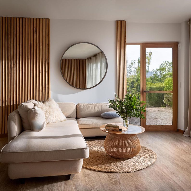 Modern Round Mirror: Add an elegant touch to your home decoration. Drawing attention with its minimalist style and stylish design, this mirror creates a wonderful atmosphere in every room. An ideal choice for your home or a thoughtful gift for loved ones (Gift for Him or Gift For Her).