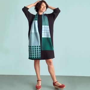 Écharpe Kyoto en laine mérinos à carreaux verts : design audacieux et élégant