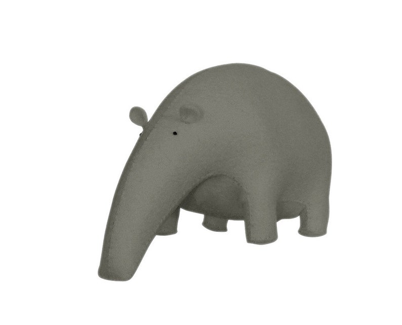 Muñeco de fieltro Tapir en azul, Animal decorativo, Cosido a mano por Olula, Decoración habitación niños, Decoración hogar, Para Casa, Olula Gray