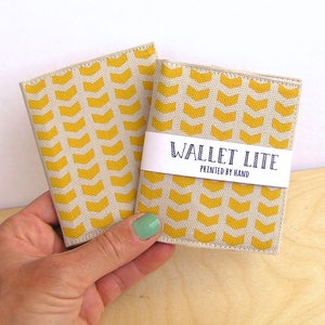 Yellow slim vegan wallet perfect for spring and summer time, handprinted by Olula. No more bulk image 5