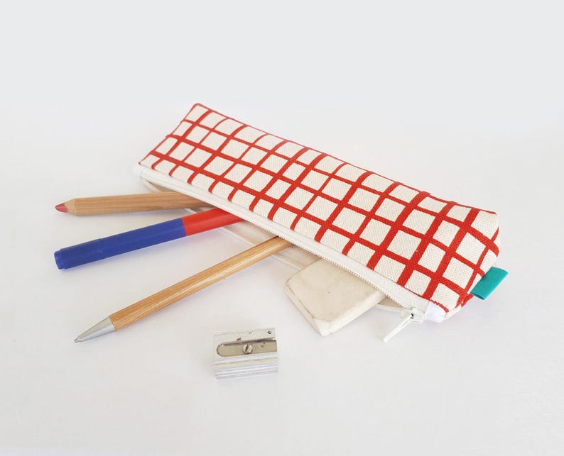 Pencil cases, Olula, Pencil bag with zipper, Pencil pouch, Makeup bag, Small pouch, Zipper pouch, Handprinted by Olula. image 1