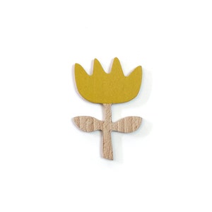 Yellow flower pin. Made from beech wood, painted by hand with eco-friendly inks. Add a hint of colour to your look with a lapel brooch Yellow