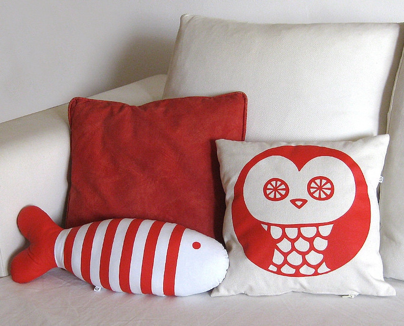 Decorative Fish Pillow for Kids Room Decor. Red Fish Shaped Etsy