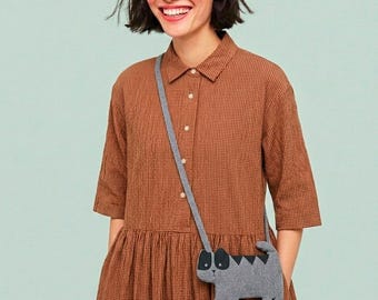 Linen Cat Small Bag: Handmade Coin Pouch, Card Holder or Tiny Makeup Bag