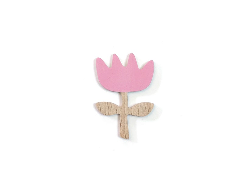 Yellow flower pin. Made from beech wood, painted by hand with eco-friendly inks. Add a hint of colour to your look with a lapel brooch Pink