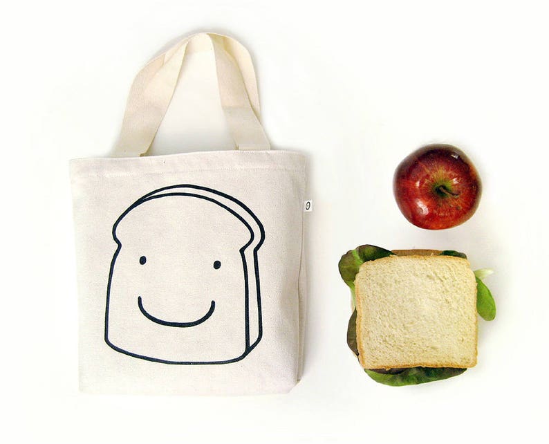 Canvas lunch bag for kids. Reusable sandwich bag. Fun snack bags for kids and adults by Olula image 1