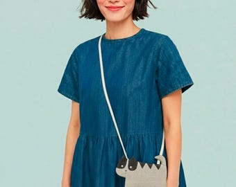 Linen Cat Mini Purse: Handmade Coin Pouch, Card Holder or Tiny Makeup Bag