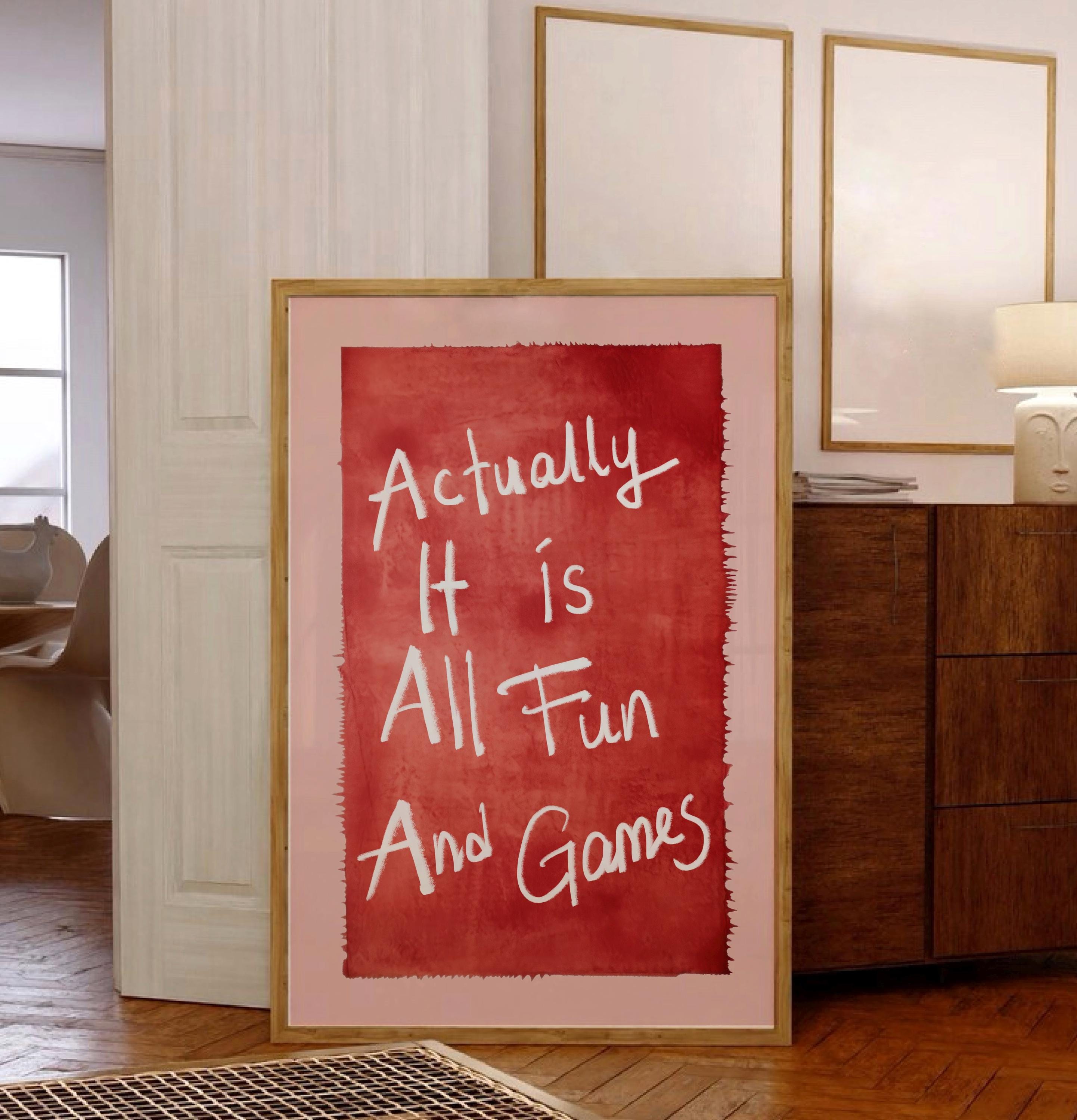 Actually It is All Fun and Games Print, Red Trendy Wall Art, Retro ...