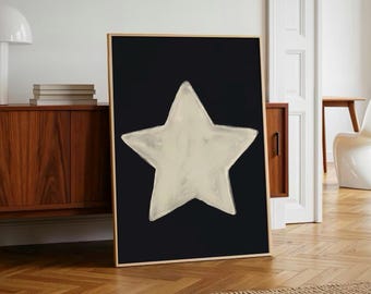 Retro Star Art Print, Hand Drawn Trendy Stars Poster, Vintage Home Decor : Digital Download