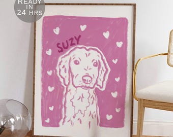 Custom Pet Portrait, Funky Pet Hand Drawn Sketch, Cute Dog Cat Illustration, Badly Drawn Pet Drawing Print, Digital Download