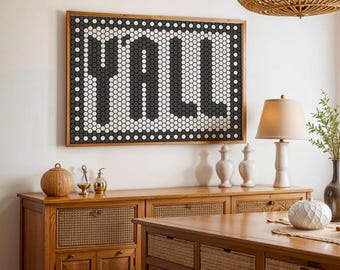 Y'all Western Art Print: Mosaic Tile Hexagon, Cowboy Quote (Digital Download)
