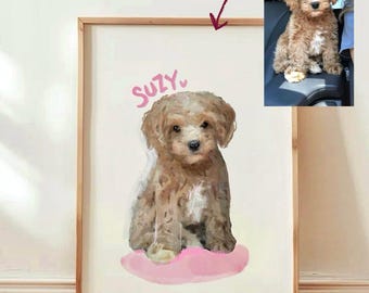 Personalisiertes Aquarell Tierportrait, Hundeportrait vom Foto, Personalisierte Katze Zeichnung, Haustier Verlust Geschenk, Handgemalte Digitale Haustier Illustration