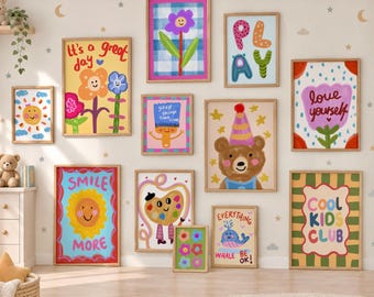 Whimsical Kids Bundle Wall Art, Colorful Dopamine Nursery Prints, Playful Bold Toddler Room Posters +30  (Digital Download)