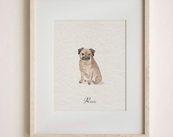 Mini Custom Watercolor Pet Portrait, Hand Drawn Dog Drawing from Photos, Custom Tiny Cat Painting, Pet Memorial Gift Digital Download