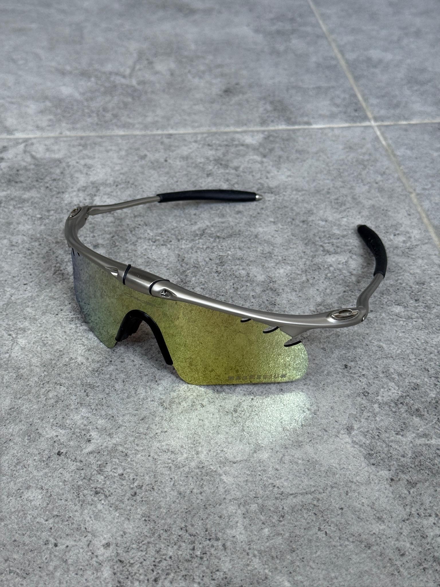 Oakley M Frame Magnesium Sunglasses Gold Iridium Lens Shield Y2K