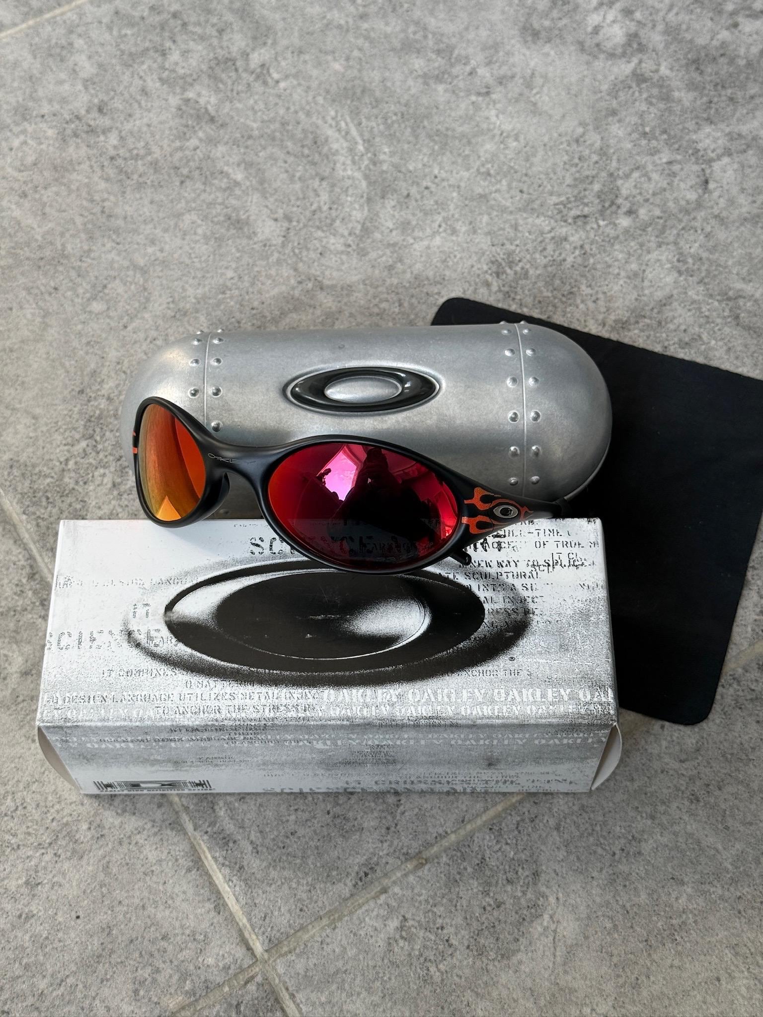 Oakley廃盤 アイジャケット ブラック/オレンジ Oakley New Straight Jacket Jet Black Orange Flames w/ Red Iridium