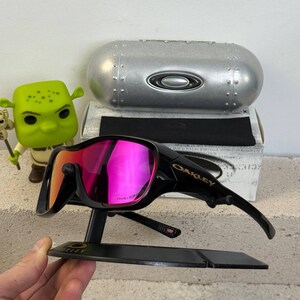 Oakley De La Salle Sunglasses Black Frame Red Mirror Lenses Wrap Sport Designer Shades image 7