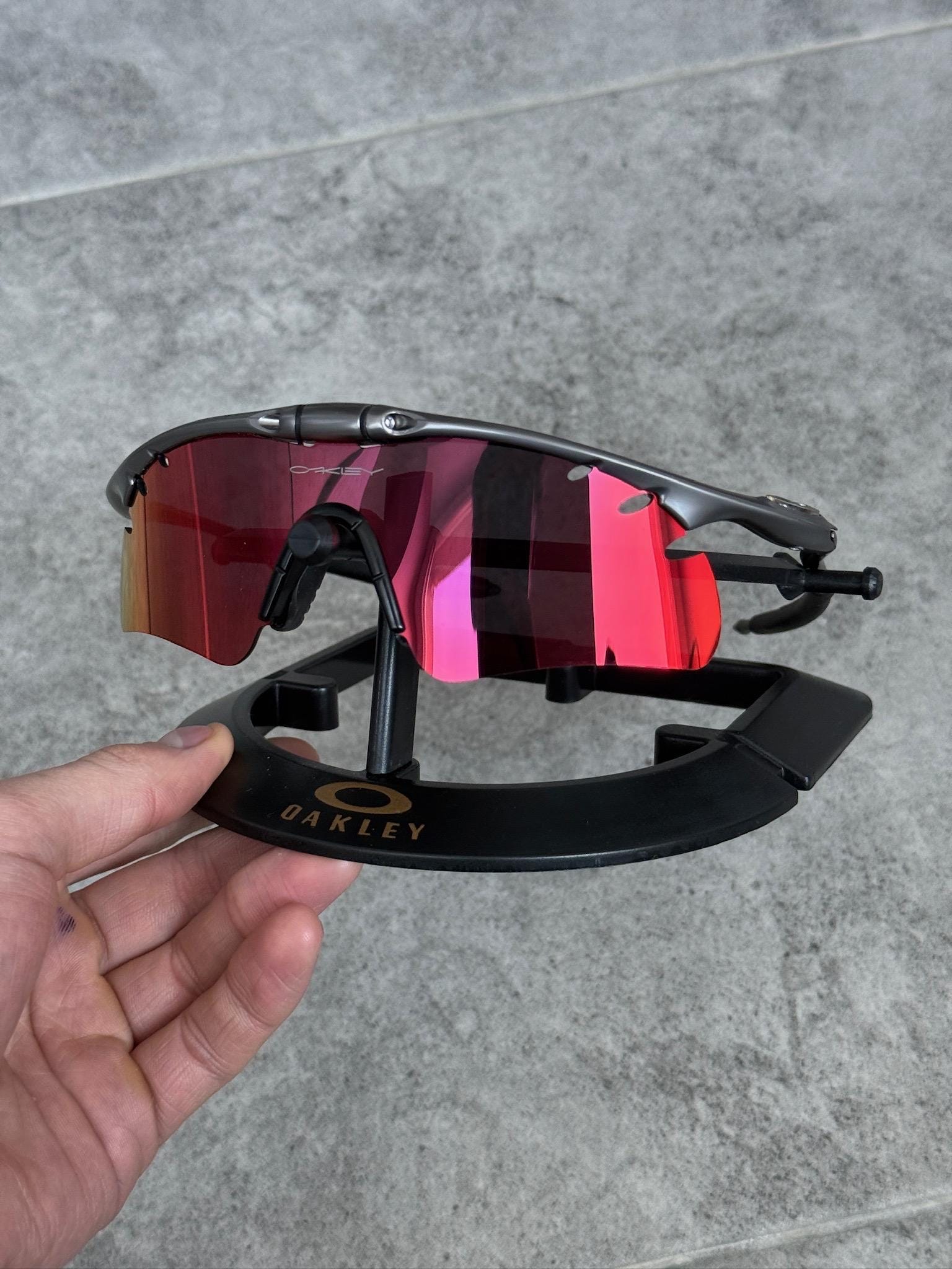 Oakley M Frame Magnesium Sunglasses Red Iridium Lens Shield Y2K