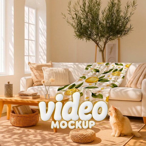 Blanket Mockup Video, Boho Blanket Mock up, Velveteen Plush Blanket Mock up, Boho Minky Blanket Mockup, Blank Printify blanket mockup, PSD